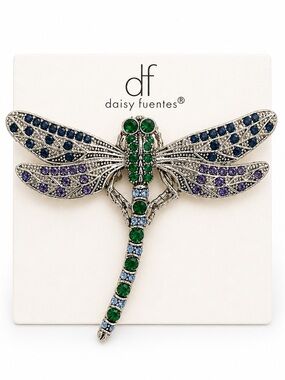 Daisy Fuentes Green, Blue & Purple Crystal Dragonfly Brooch